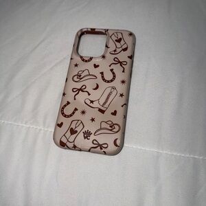 Stylish Tan Phone Case with Western Design